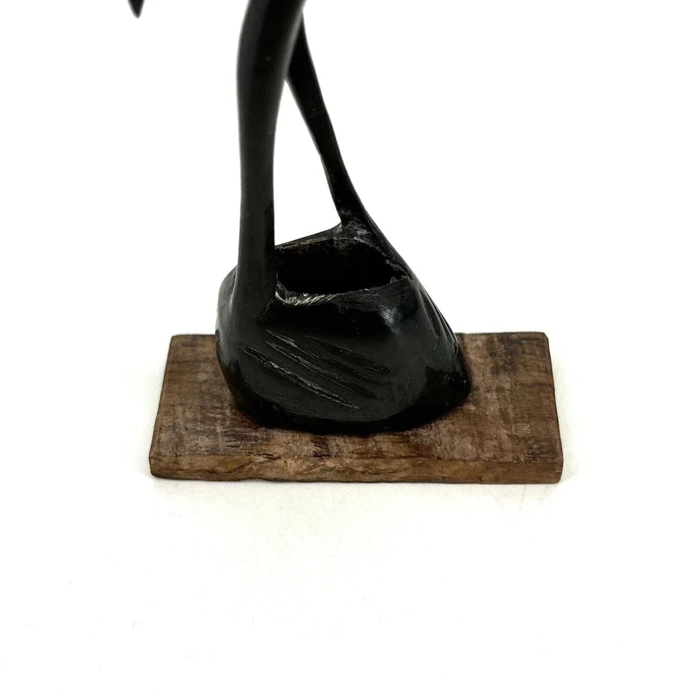 60s Bird‎ Stork Egret Heron Crane Carved Horn Figurine Sculpture Vtg MCM 11